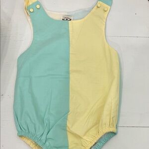 Two-Tone Mint & Pale Yellow Baby One-Piece Romper